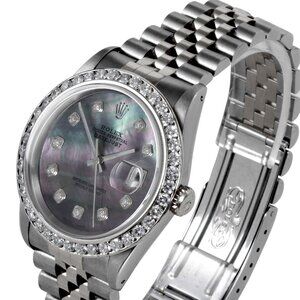 Rolex 36mm Datejust 16030 Black MOP Diamond jubilee steel